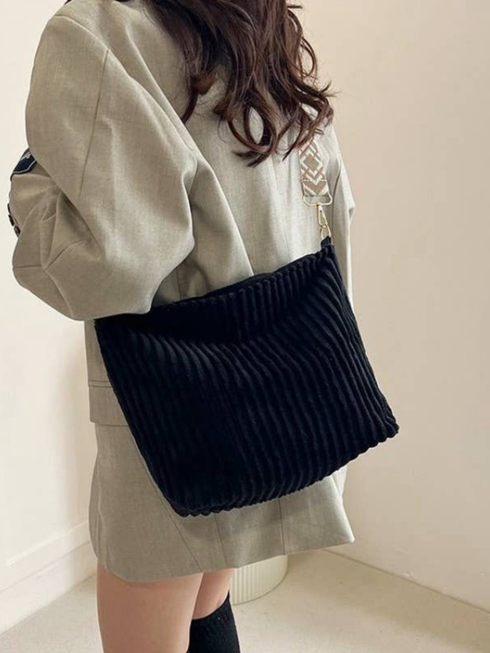 Corduroy AZTEC Guitar Shoulder Strap Tote Bag